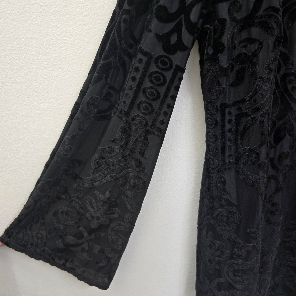 Cato‎ Black Burnout Velvet Damask Mock Neck Blouse Top Womens 14/16W Plus Size - Picture 4 of 8